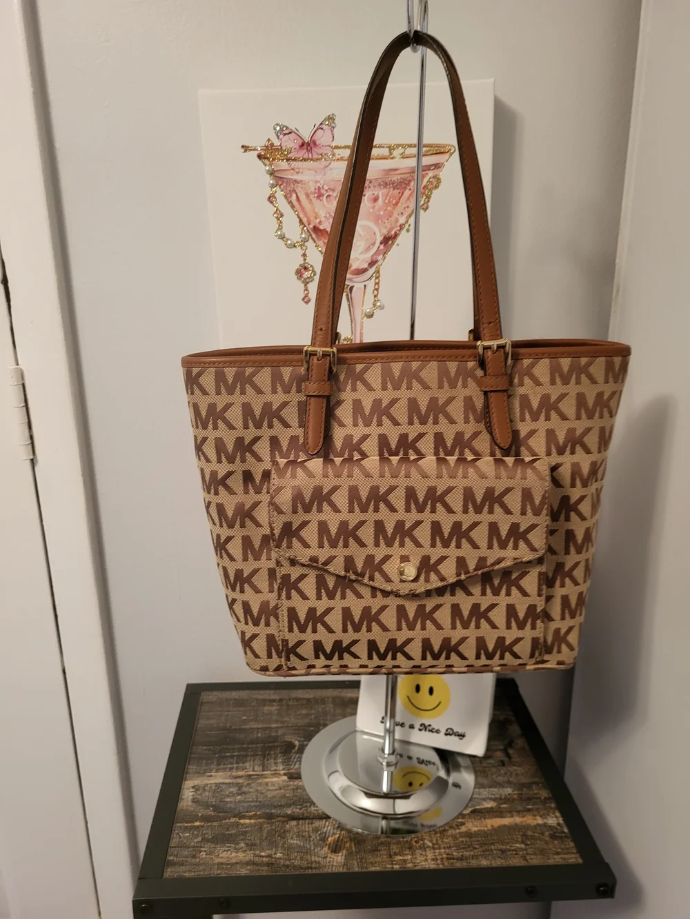 Michael Michael Kors Tan and Brown MK Monogram Tote 13
